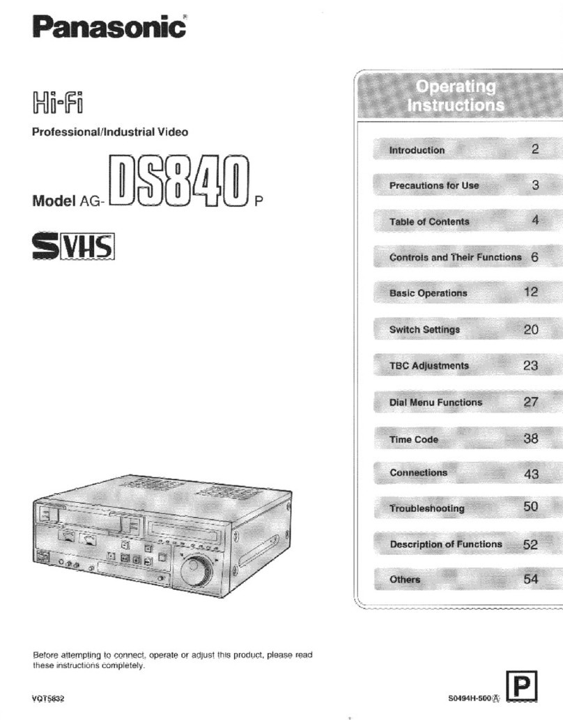 Panasonic AGDS840 - SVHS VIDEO PLAYER User manual