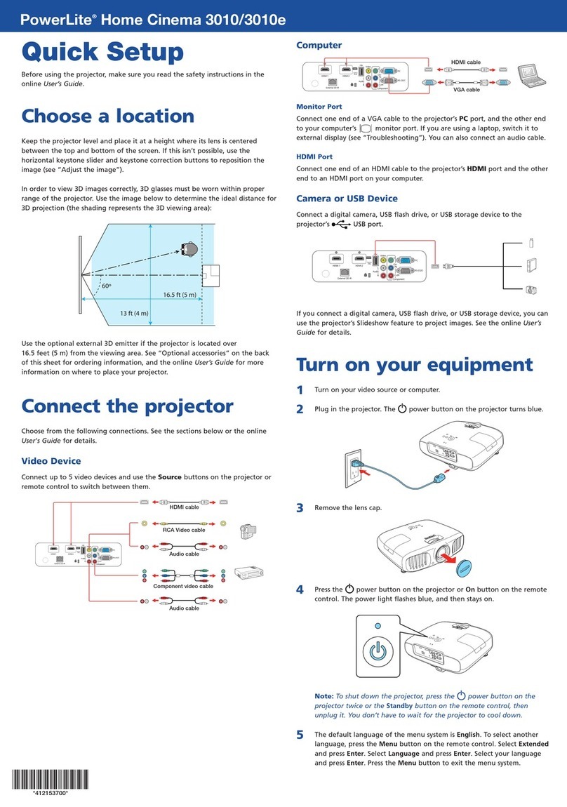 Epson PowerLite  Home Cinema 3010 Specification sheet