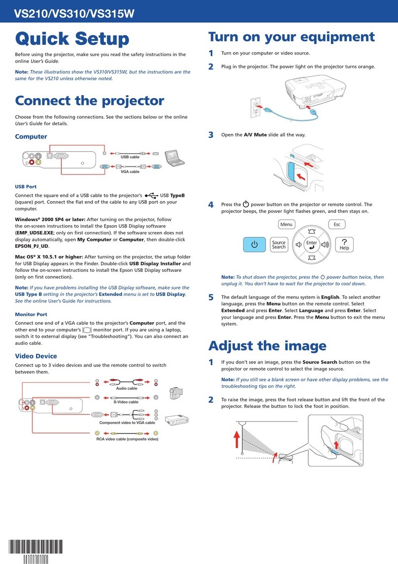 Epson VS210 Specification sheet