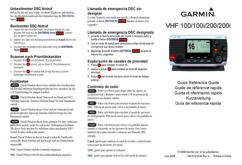 Garmin VHF 200 Series Quick reference guide