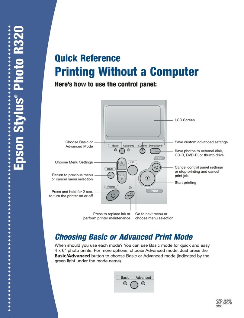 Epson R320 - Stylus Photo Color Inkjet Printer User manual