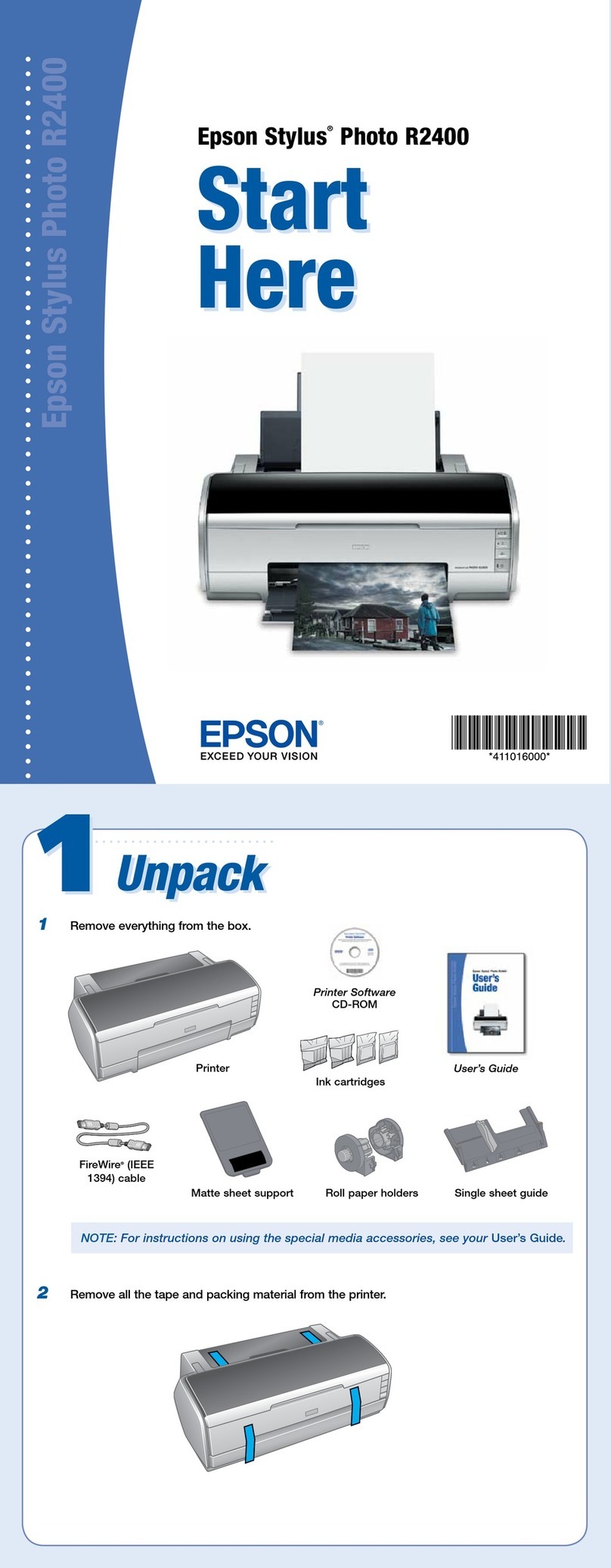 Epson R2400 - Stylus Photo Color Inkjet Printer Instruction Manual