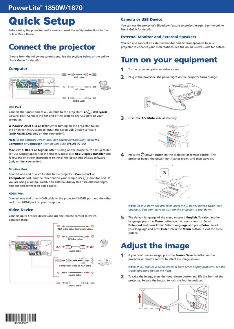 Epson PowerLite 1850W Specification sheet
