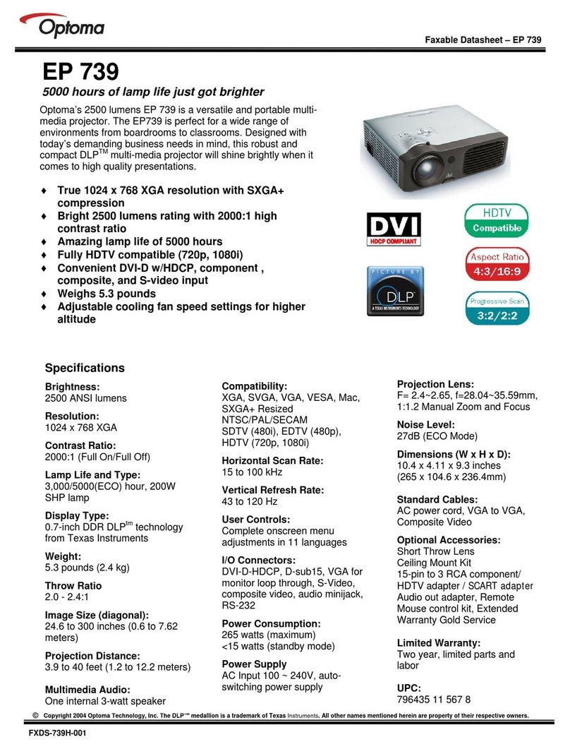 Optoma EP739 User manual