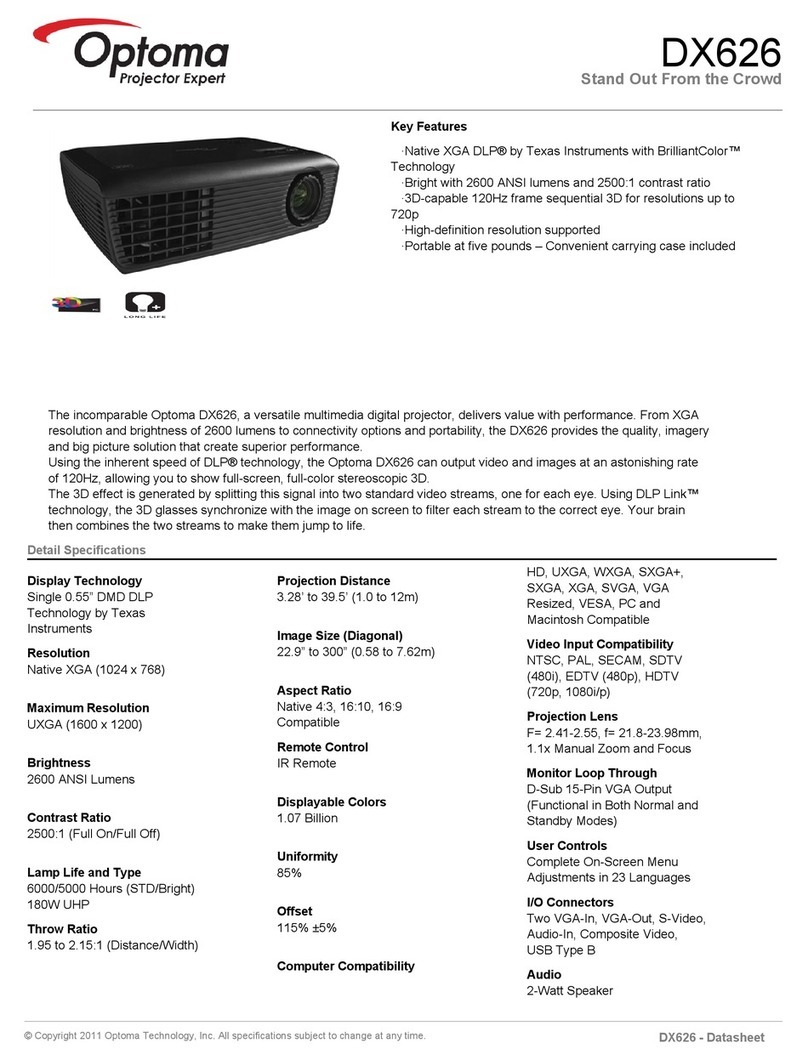 Optoma DX626 User manual
