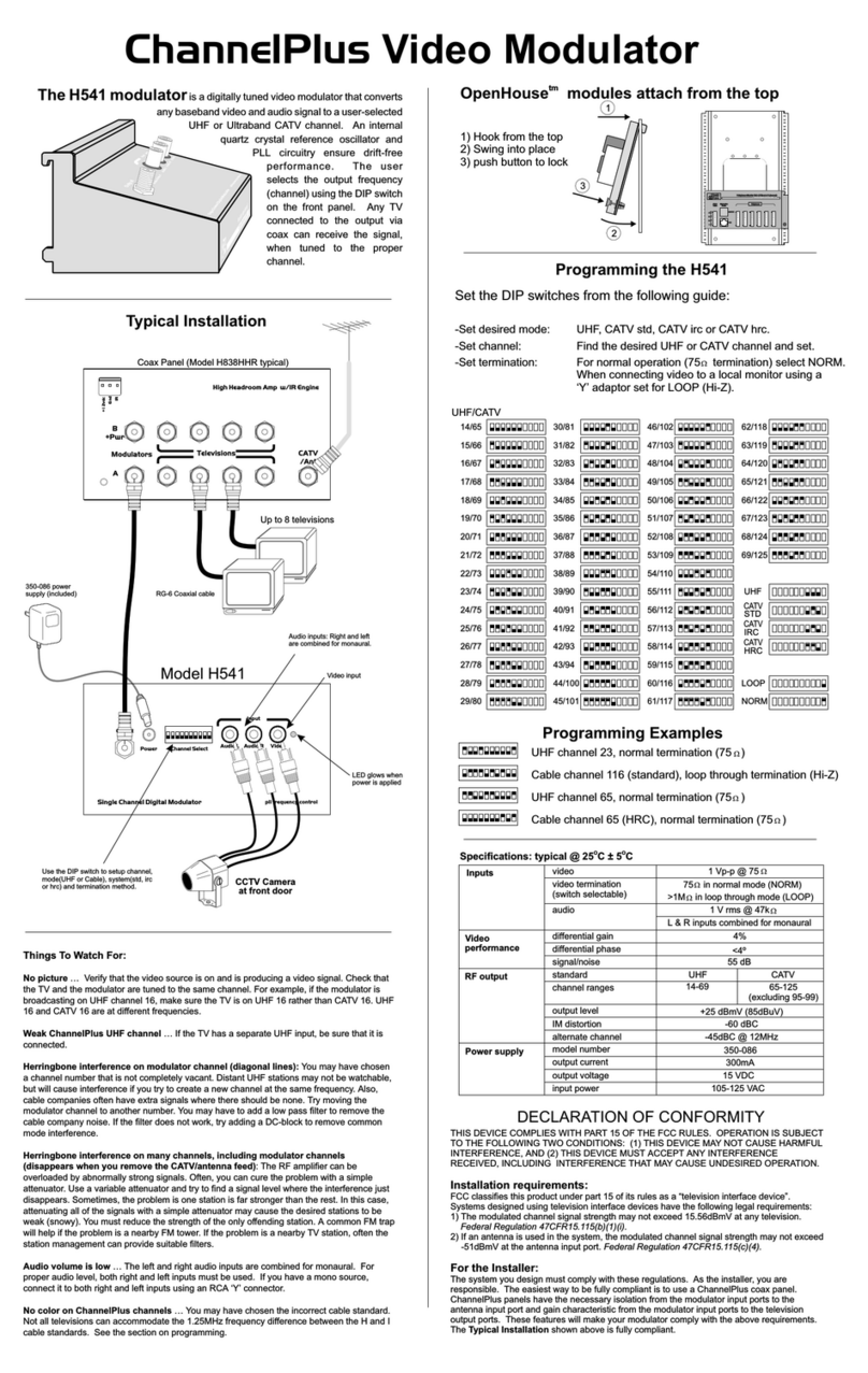 Open House ChannelPlus H541 manual