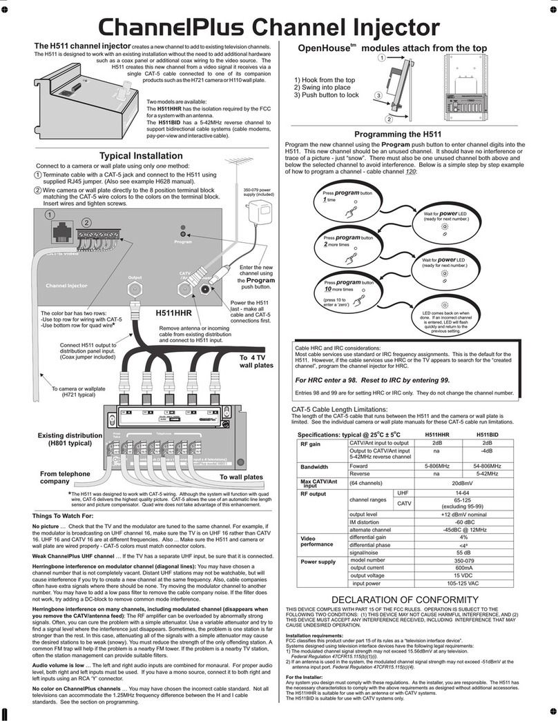 Open House ChannelPlus H511HHR manual