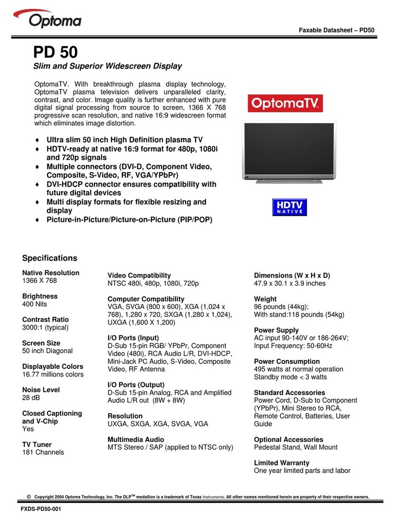 Optoma PD50 User manual