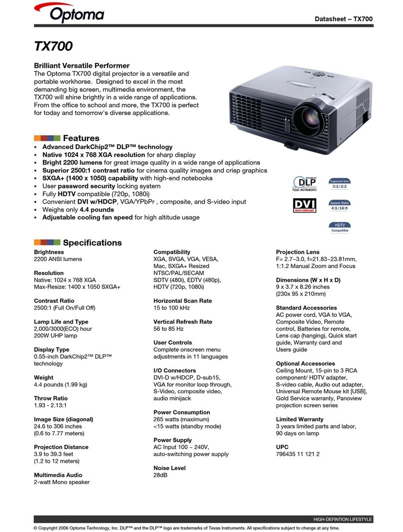 Optoma TX700 User manual Optoma TX700 User manual