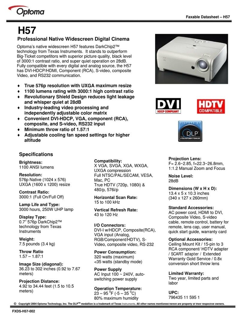 Optoma H57 User manual Optoma H57 User manual
