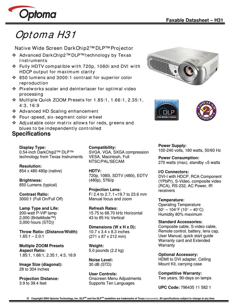 Optoma H31 User manual