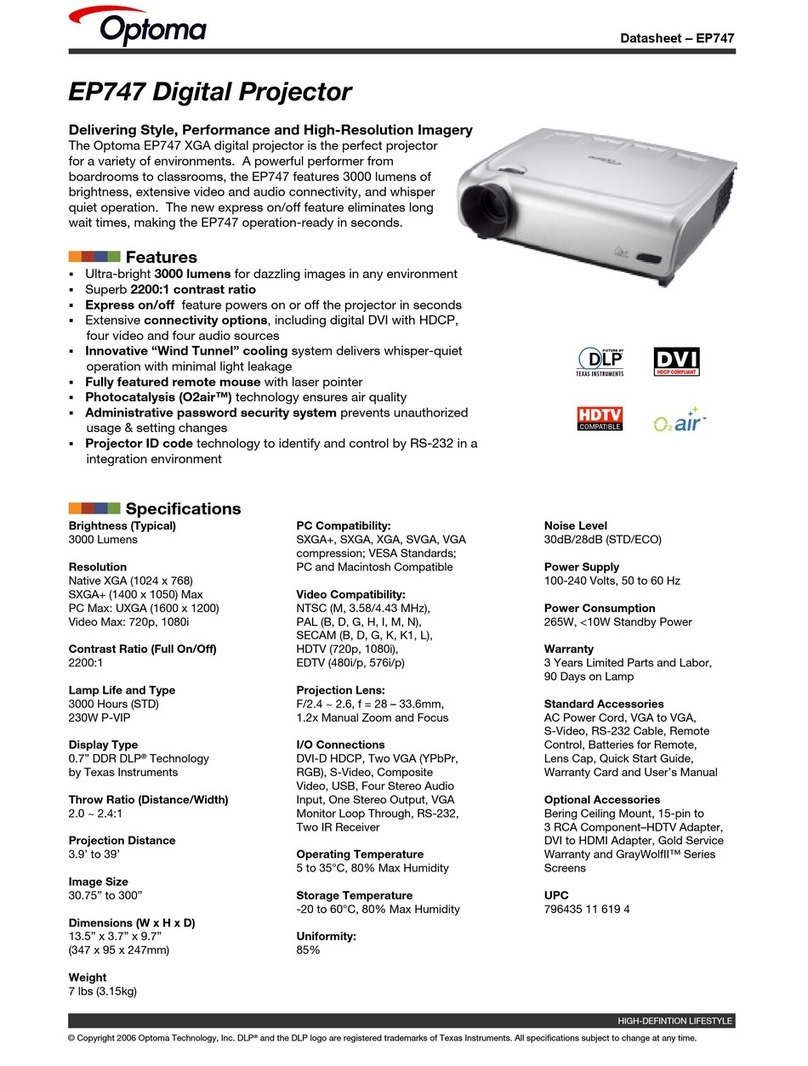 Optoma Optoma EP747 datasheet