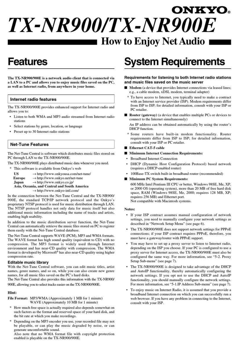 Onkyo TX-NR900 User manual Onkyo TX-NR900 User manual