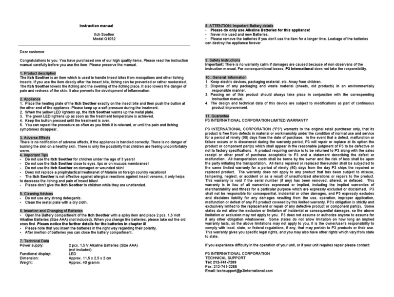 P3 International Q1052 instruction manual