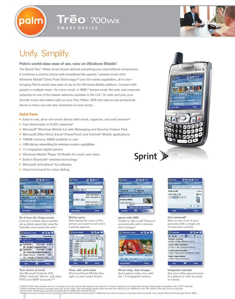 Palm 700wx - Treo Smartphone 60 MB Specifications