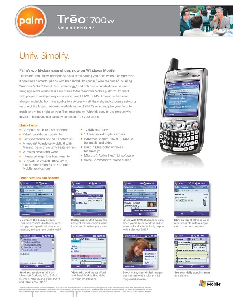 Palm 700w - Treo Smartphone 60 MB Specifications