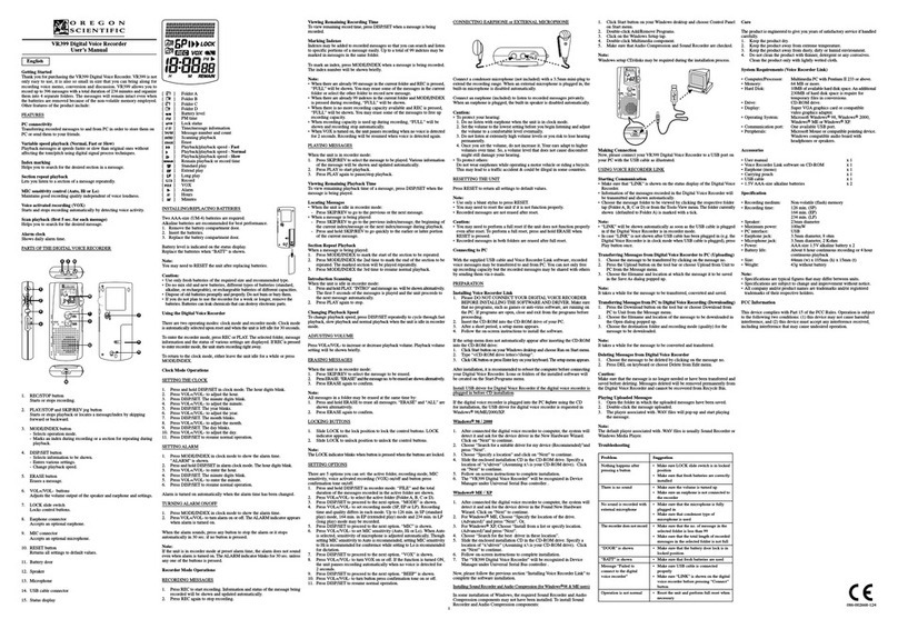 Oregon Scientific VR399 User manual Oregon Scientific VR399 User manual