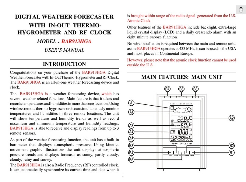 Oregon Scientific BAR913HGA User manual