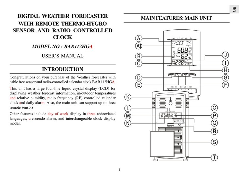 Oregon Scientific BAR112HGLA user manual Oregon Scientific BAR112HGLA user manual