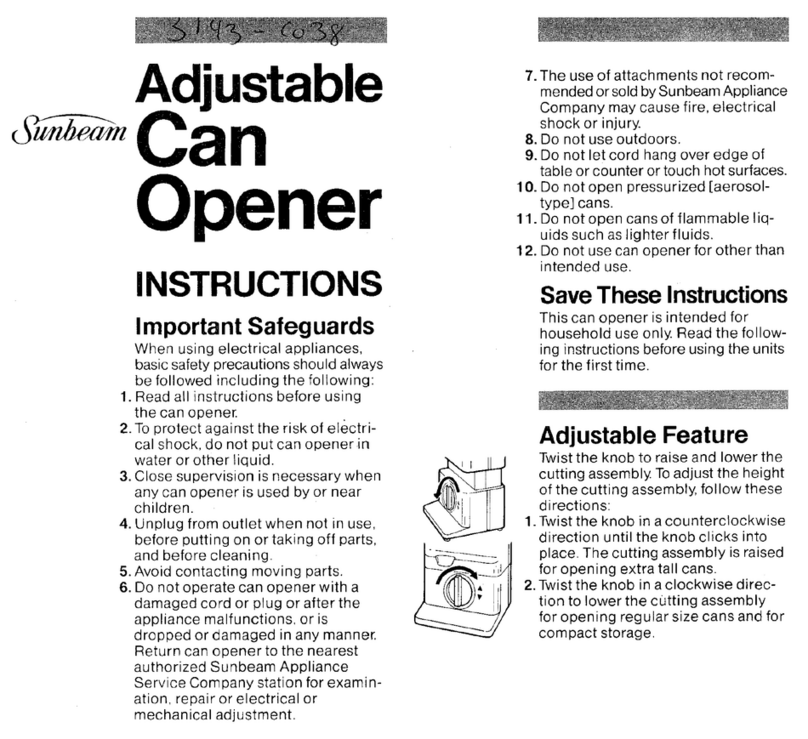 Sunbeam 3143 instructions
