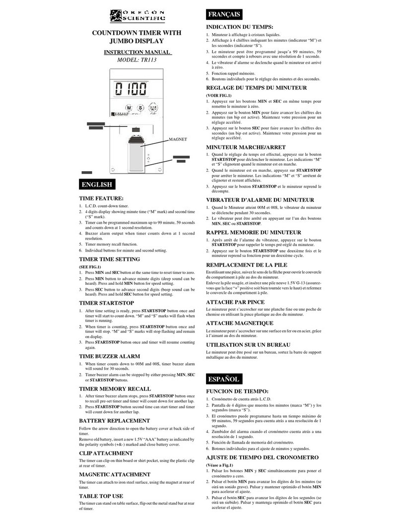 Oregon Scientific TR113 instruction manual
