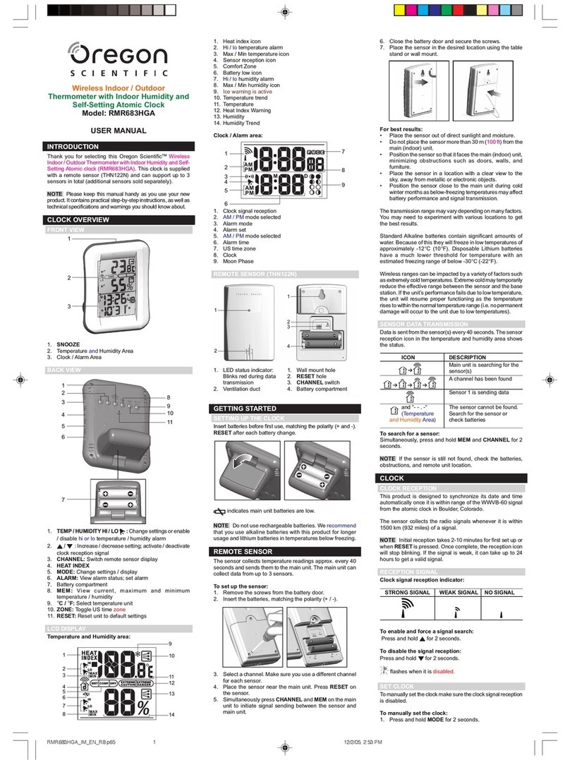 Oregon Scientific RMR683HGA User manual Oregon Scientific RMR683HGA User manual