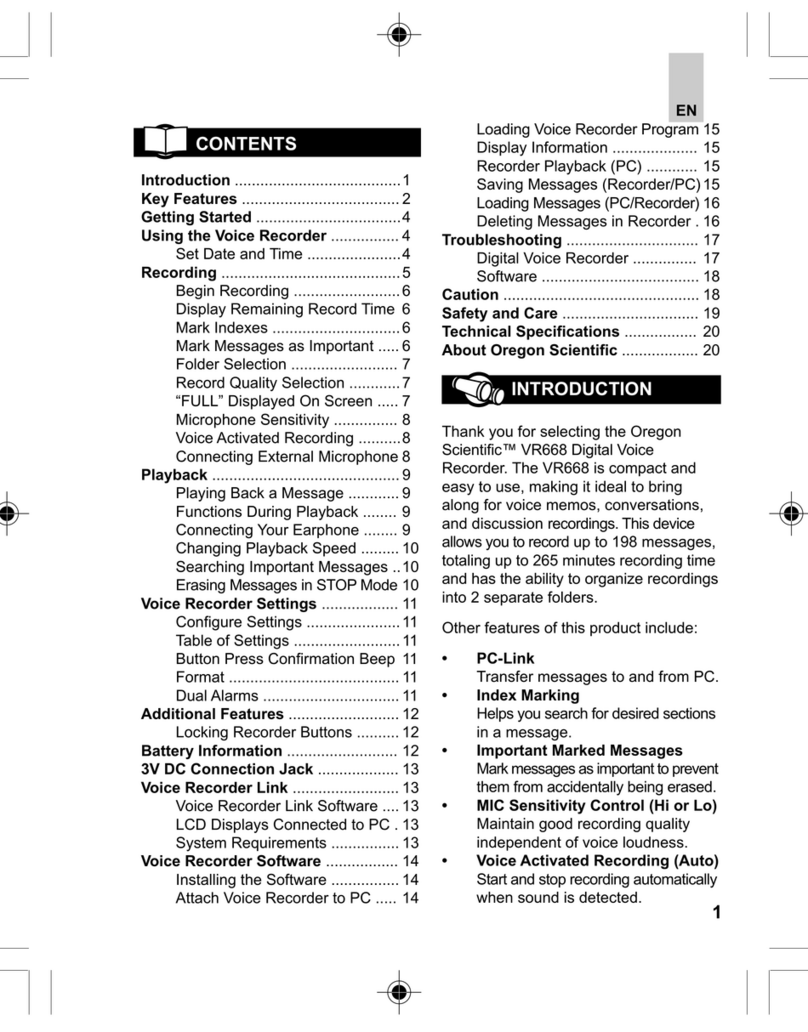 Oregon Scientific VR668 user guide