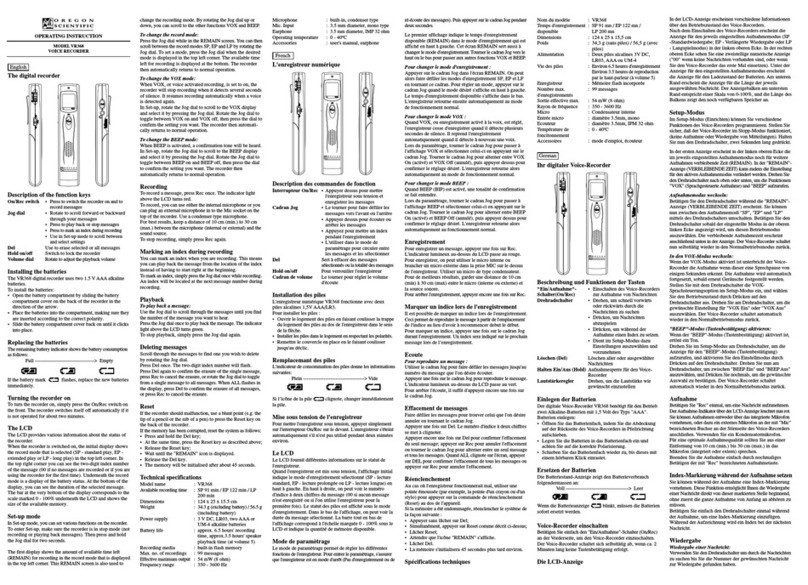 Oregon Scientific VR368 User manual