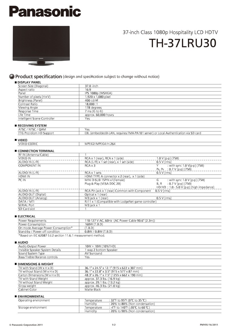 Panasonic TH-37LRU30 Specifications
