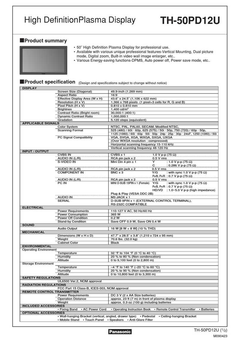Panasonic TH-50PD12U User manual Panasonic TH-50PD12U User manual