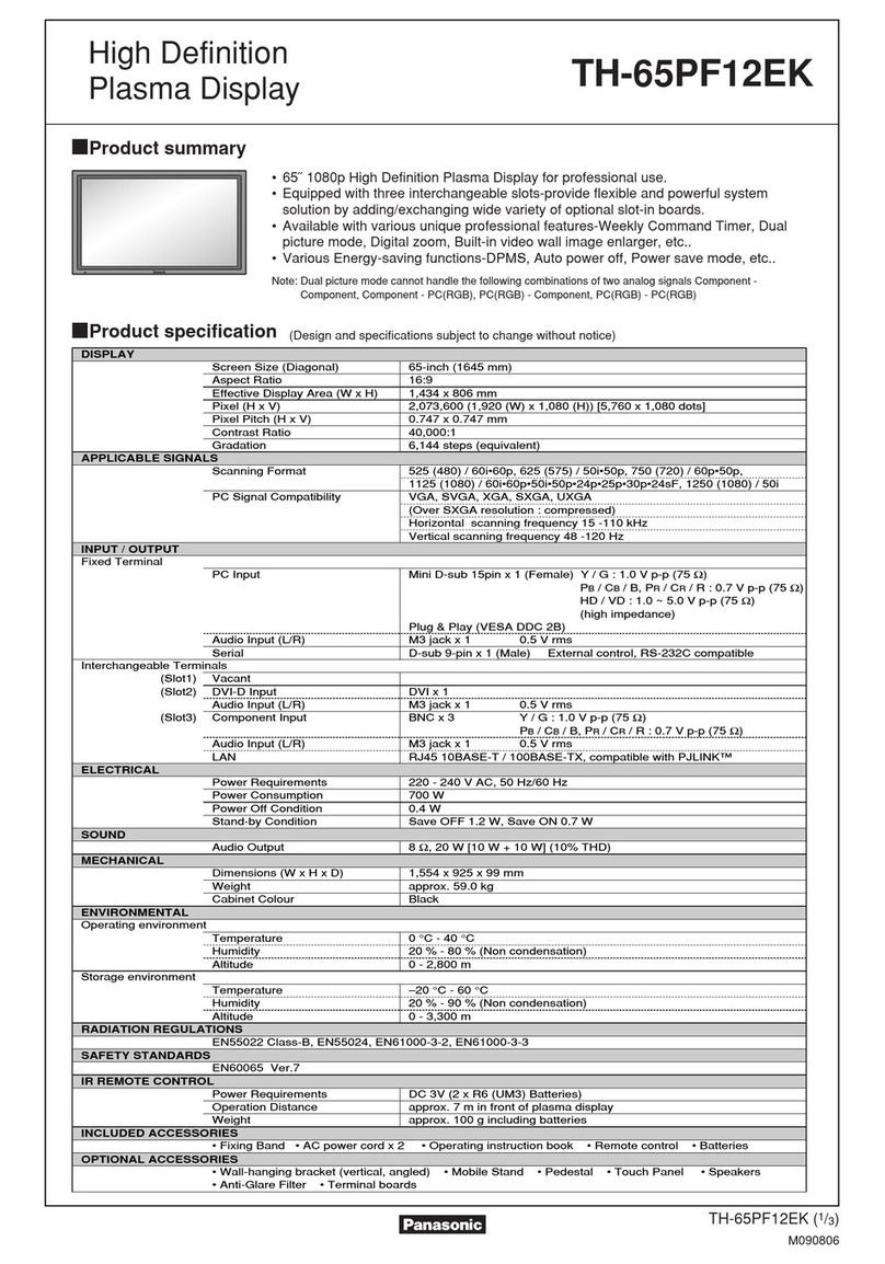 Panasonic TH-65PF12EK User manual Panasonic TH-65PF12EK User manual