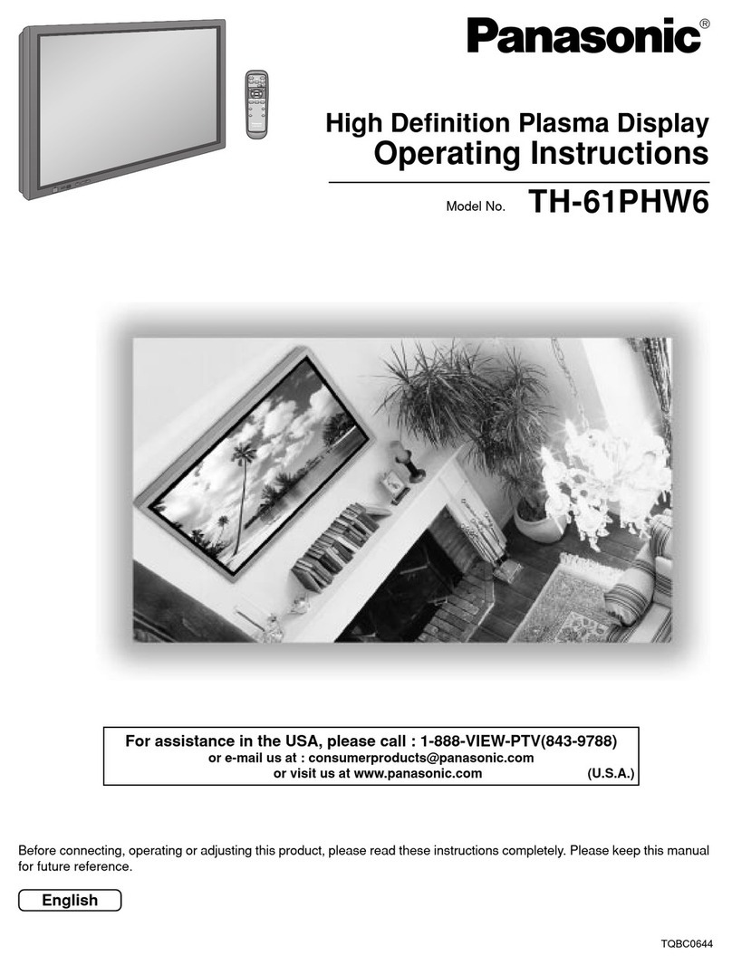 Panasonic TH61PHW6 - 61" PLASMA DISPLAY User manual