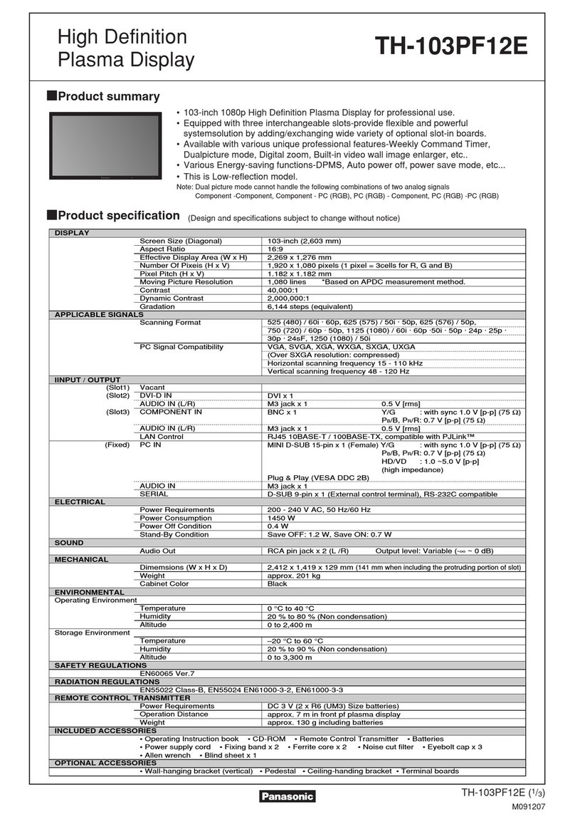Panasonic TH-103PF12E User manual
