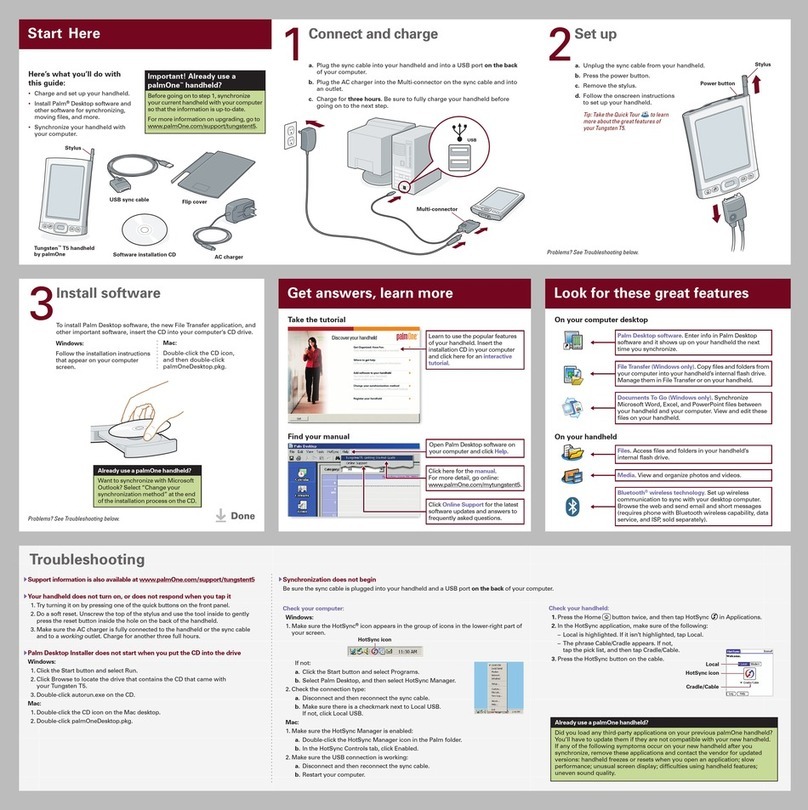 palmOne Tungsten T5 Instruction sheet