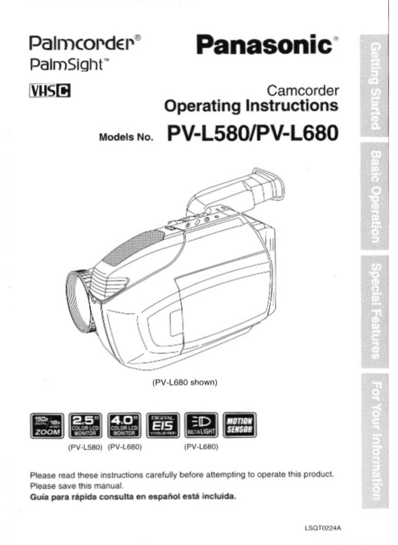Panasonic Palmcorder PalmSight PV-L580 user guide