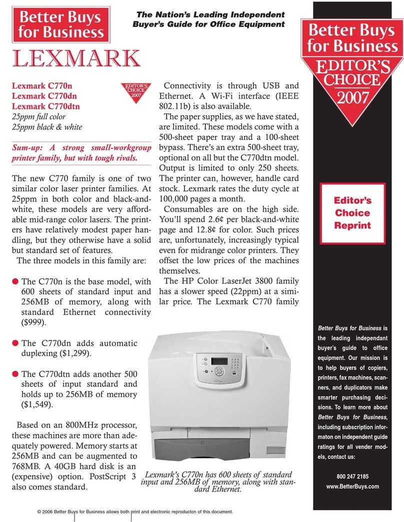 Lexmark 22L0214 - C 770dtn Color Laser Printer User manual
