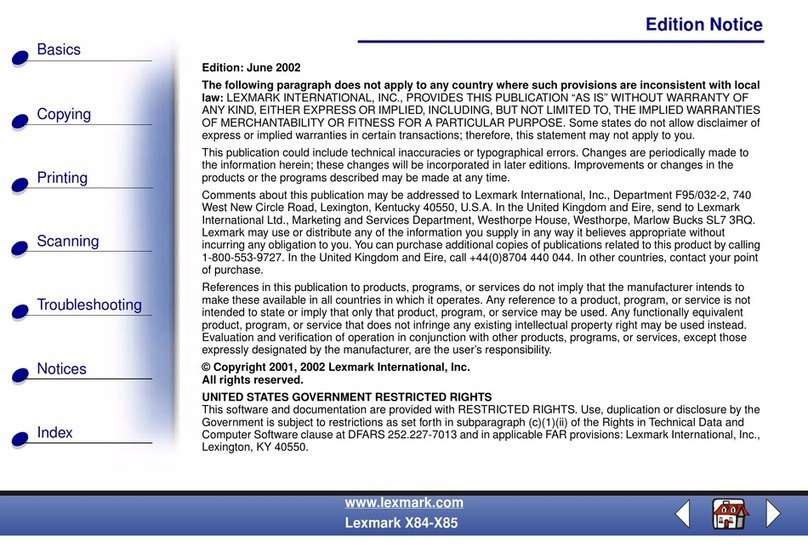 Lexmark X84 User manual