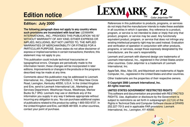 Lexmark Color Jetprinter Z12 User manual