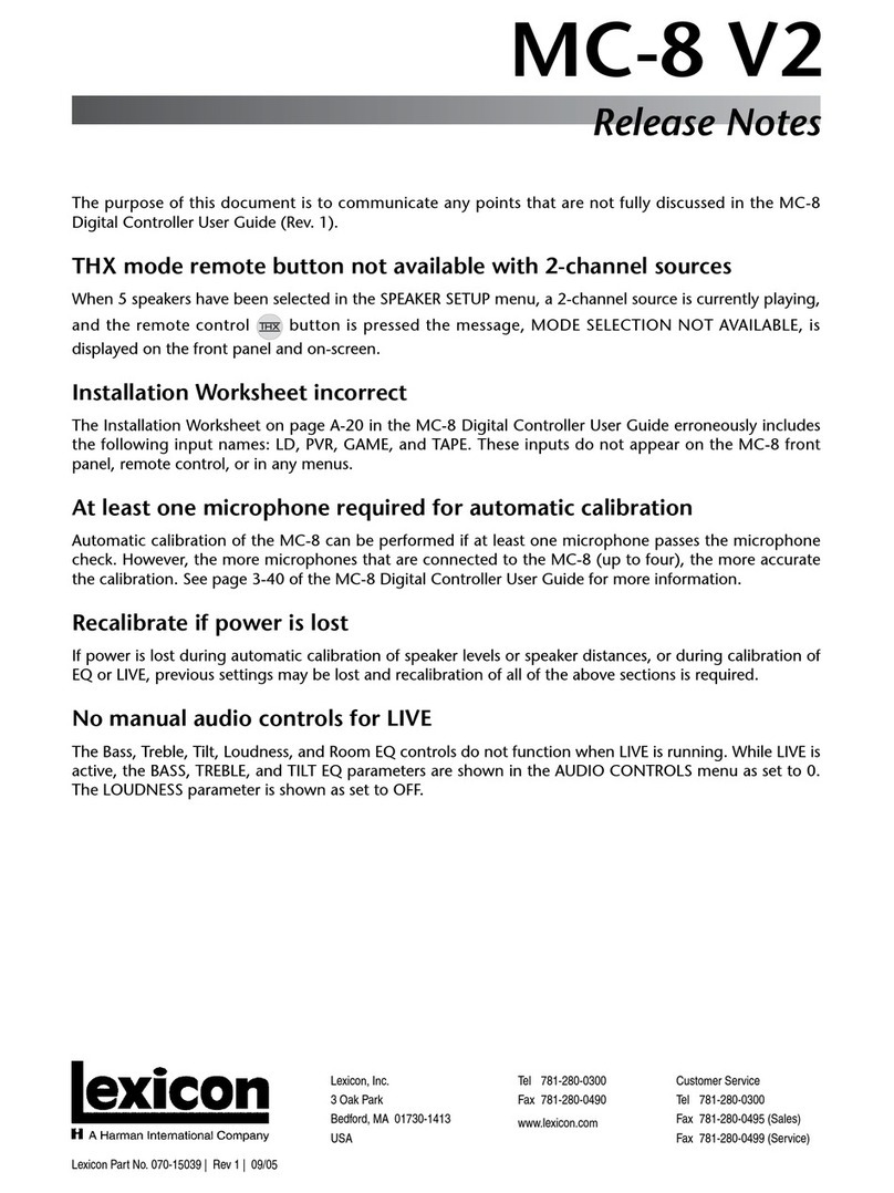 Lexicon MC-8 release note