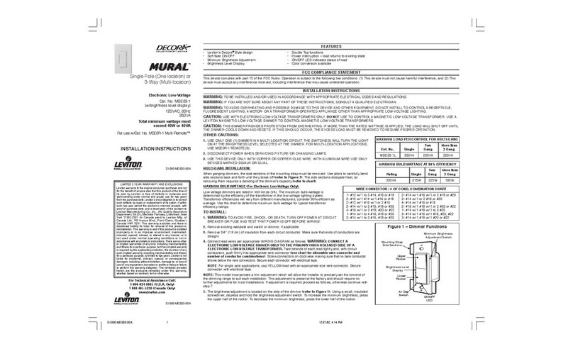 Leviton Decora Mural MDE03-1 installation instructions Leviton Decora Mural MDE03-1 installation instructions
