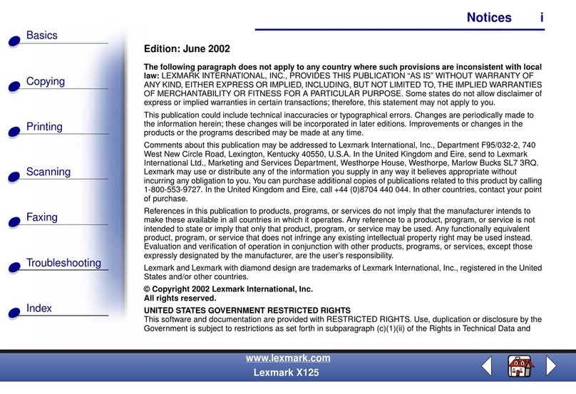 Lexmark X125 User manual