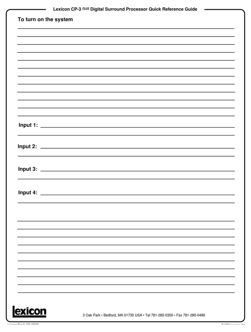 Lexicon CP-3 Quick reference guide Lexicon CP-3 Quick reference guide