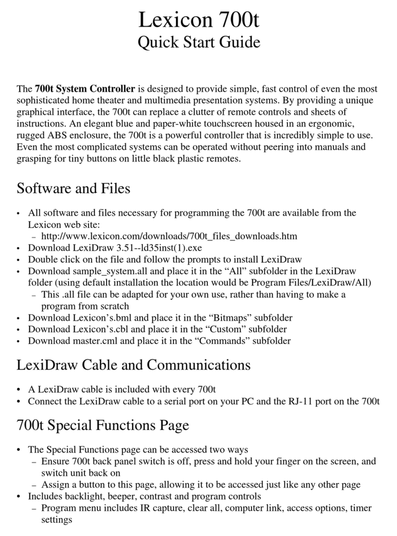 Lexicon 700t quick start guide