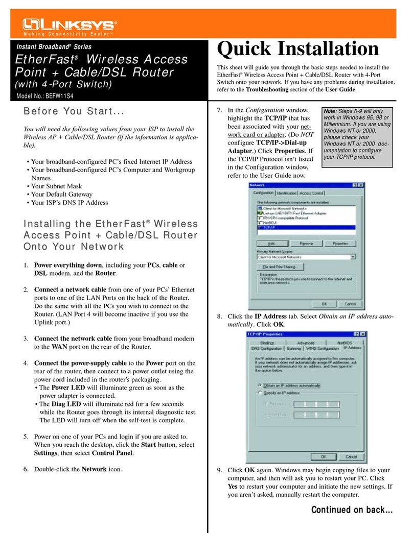 Linksys EtherFast Instant Broadband BEFW11S4 Original operating instructions Linksys EtherFast Instant Broadband BEFW11S4 Original operating instructions