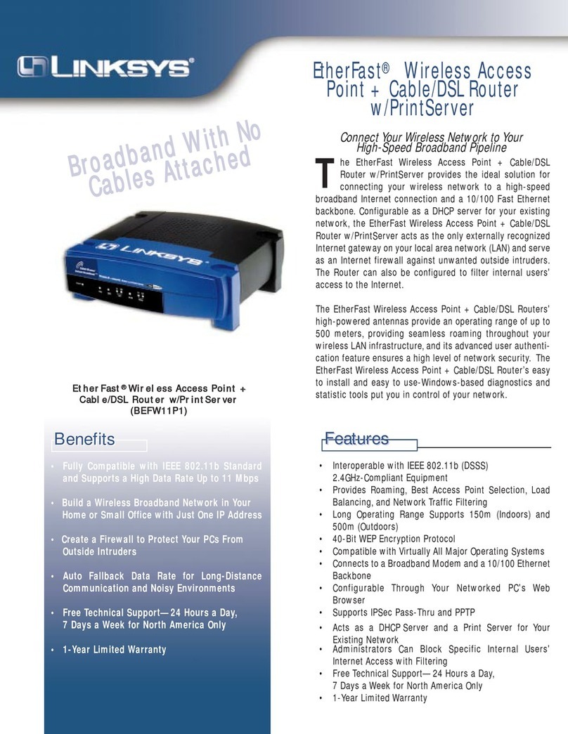 Linksys EtherFast BEFW11P1 Specifications