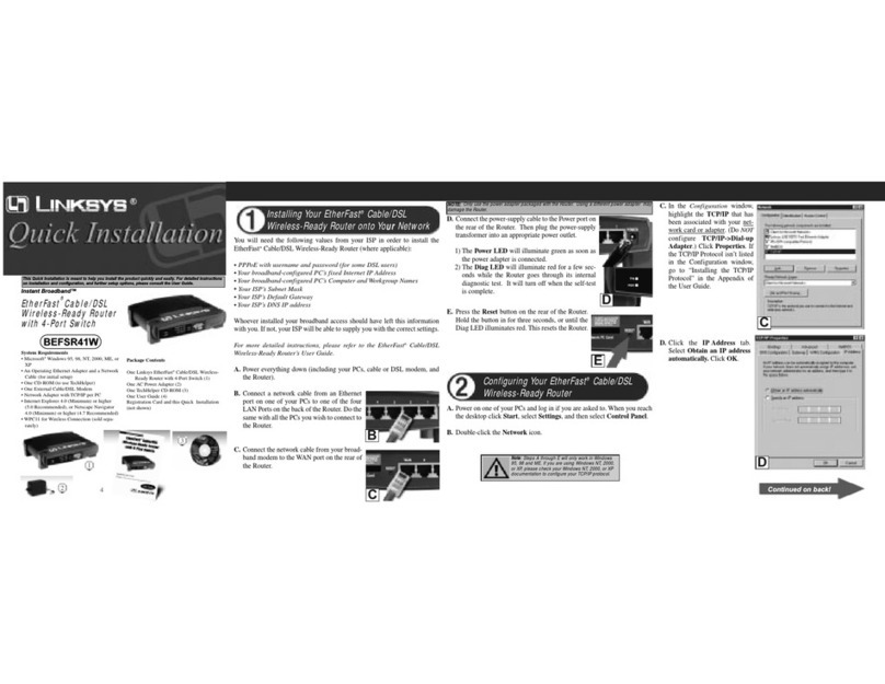 Linksys BEFSR41W Quick installation Linksys BEFSR41W Quick installation