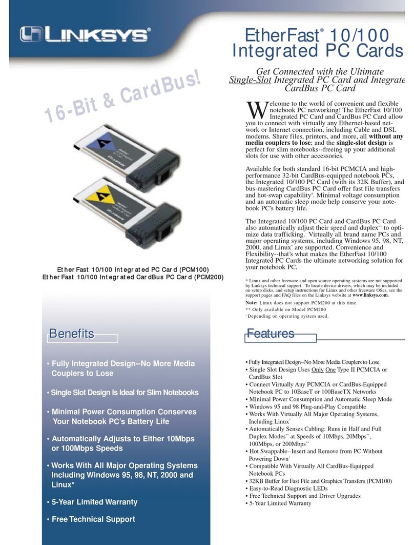 Linksys PCM200 - EtherFast 10/100 32-Bit Integrated CardBus PC... User manual Linksys PCM200 - EtherFast 10/100 32-Bit Integrated CardBus PC... User manual
