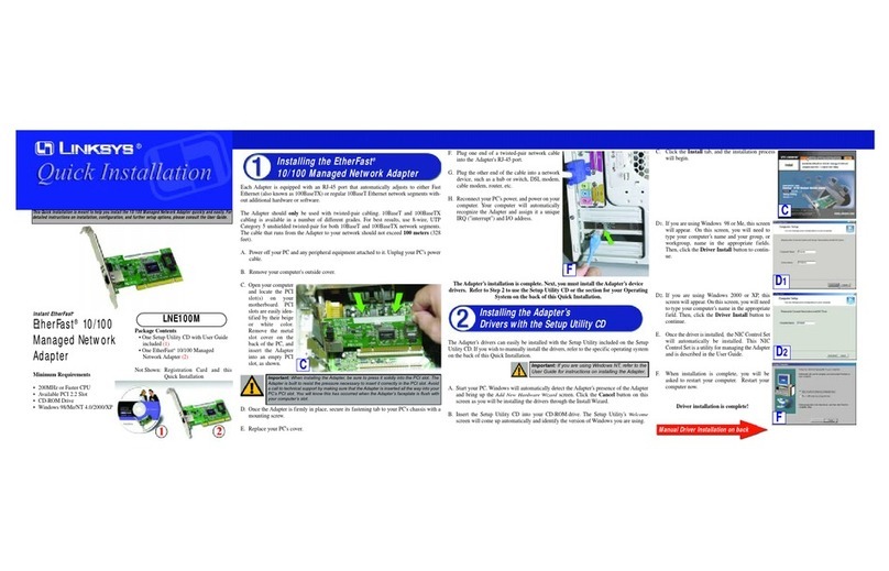 Linksys LNE100M Quick installation Linksys LNE100M Quick installation