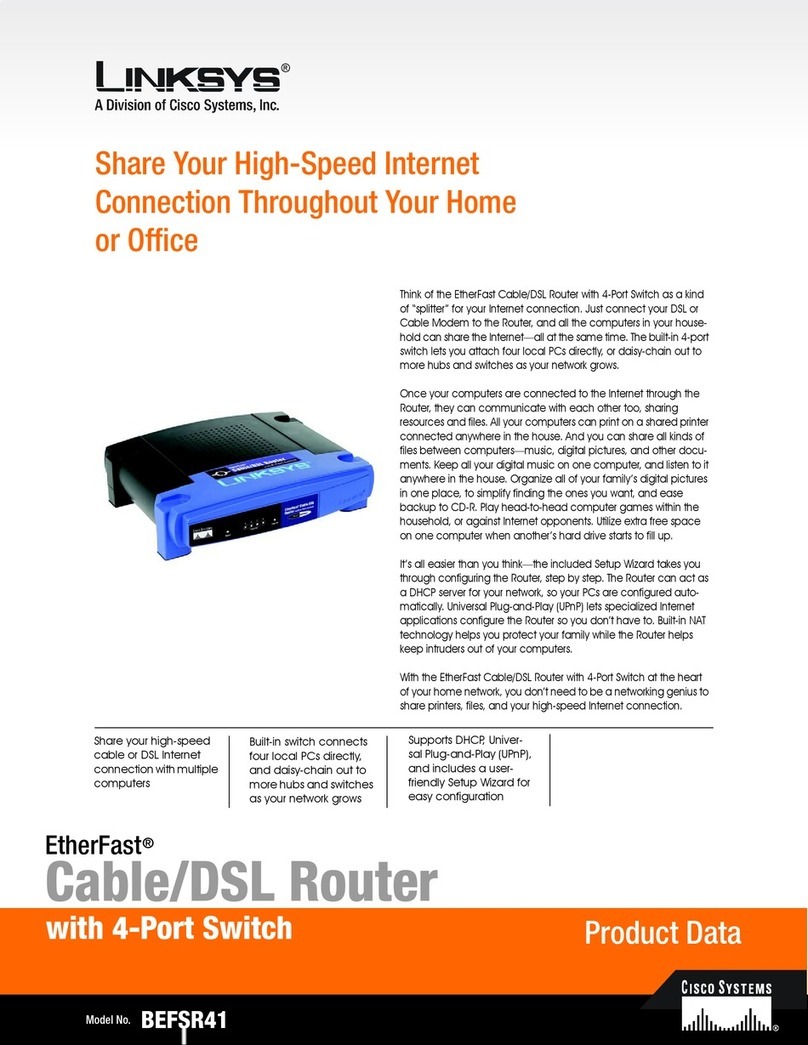 Linksys BEFSR41 - EtherFast Cable/DSL Router Operation manual Linksys BEFSR41 - EtherFast Cable/DSL Router Operation manual