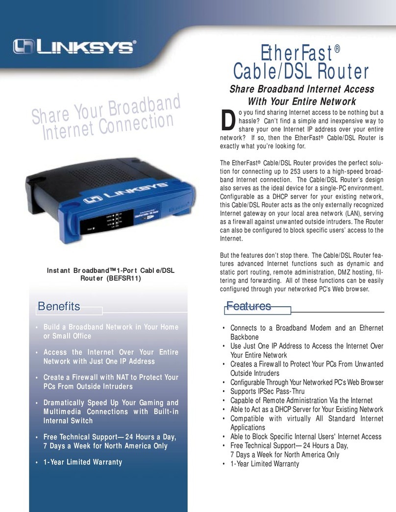 Linksys BEFSR11 - EtherFast Cable/DSL Router User manual